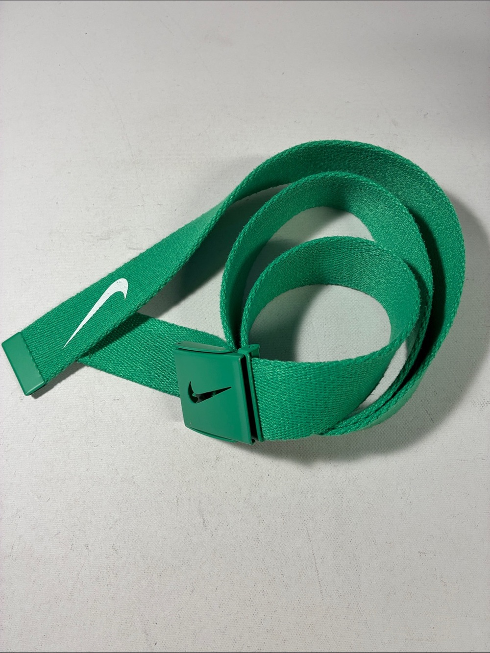 Nike Emerald Green Webbing Belt with Swoosh Buckle